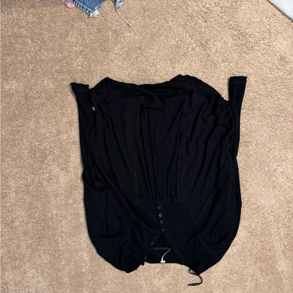 Black Button-Up Women's Top